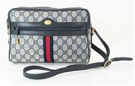 gucci gg pattern canvas leather blue shoulder bag|authentic gucci shoulder bag.